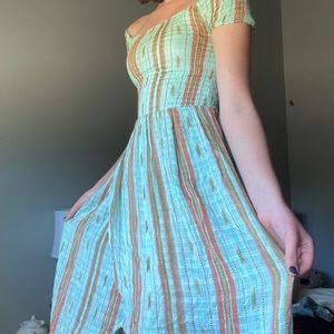 BEACHY FLOWY BOHO OFF SHOULDER DRESS